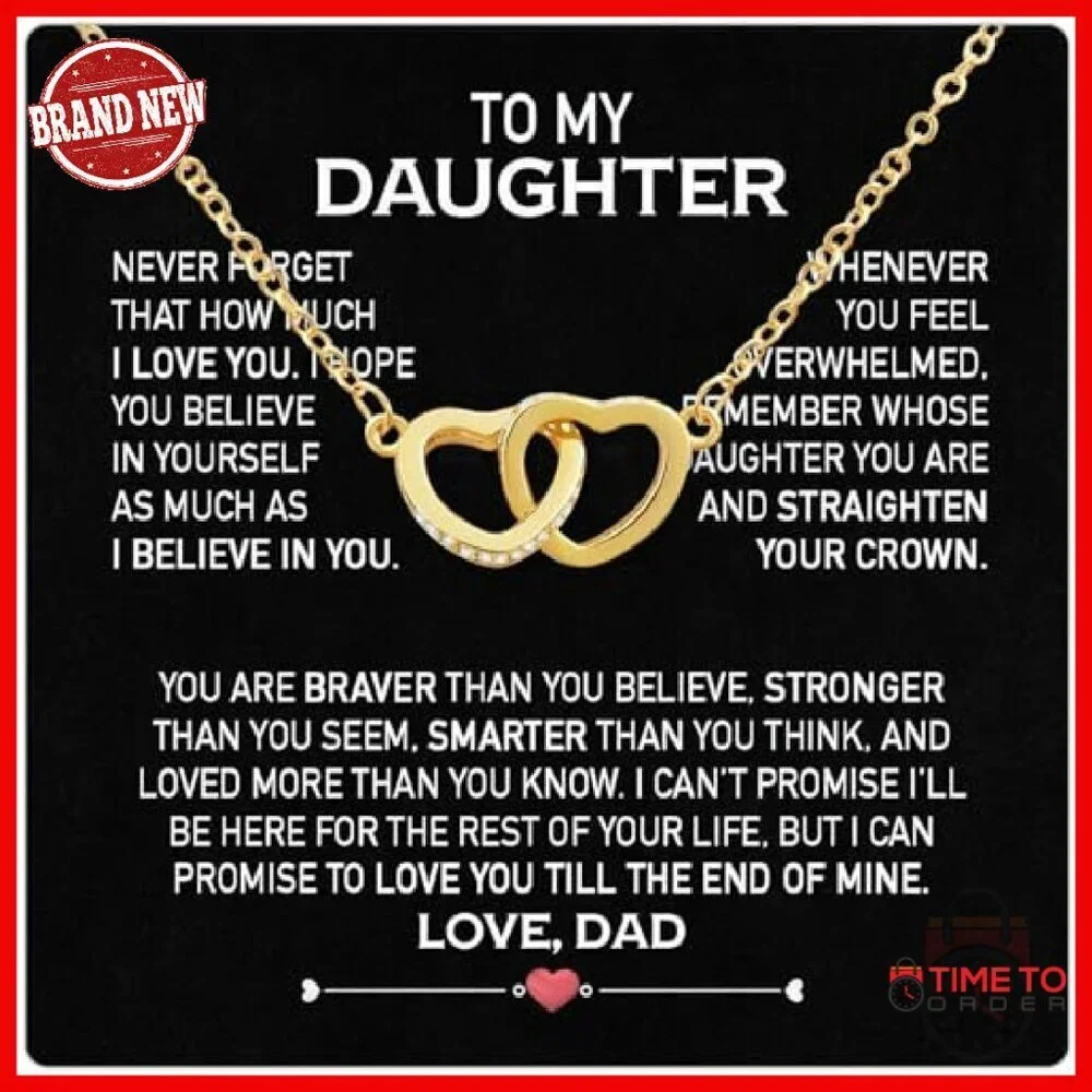 Adjustable Gold-Plated Daughter Necklace with Heartfelt Message Gift Box